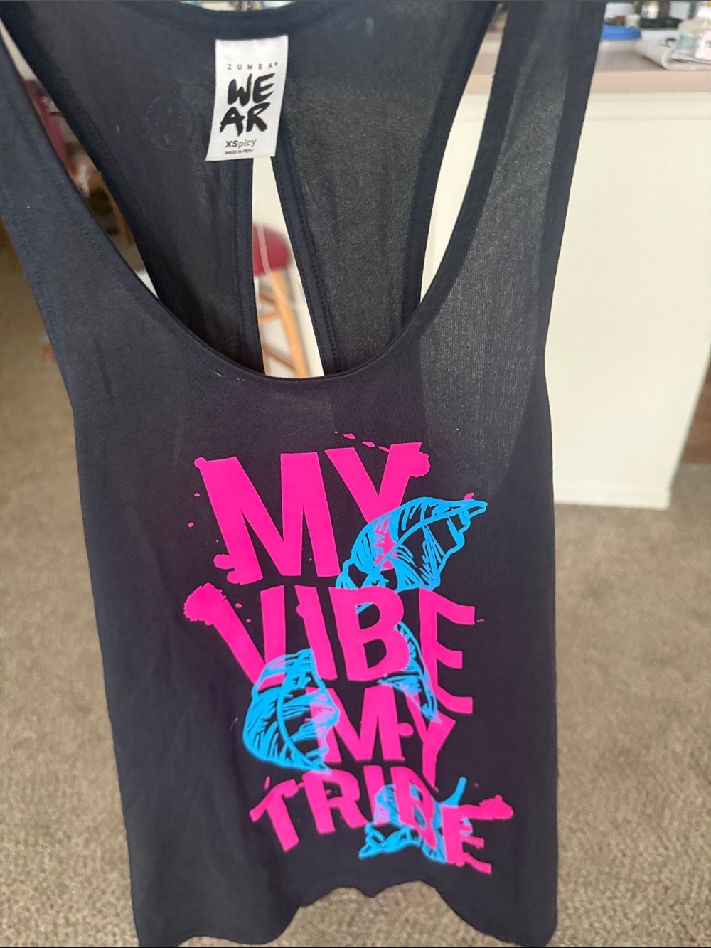Zumba WE AR Black Tank Top with Pink & Blue Graphic - "My Vibe My Tribe"